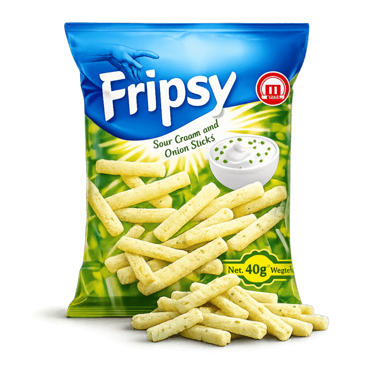 Асортимент снеків FRIPSY – Cheese, Chicken, BBQ, Pizza, Italian Mix та Sour Cream & Onion